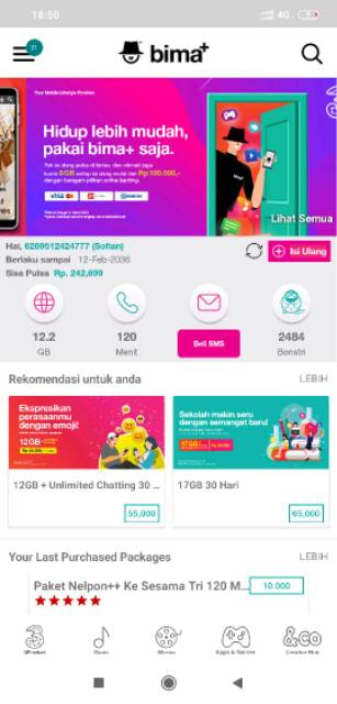 Simcard Kartu 3 tri sakti 2.5GB 24jam + 1GB midnight + 25mnt Rp.3000 perhari