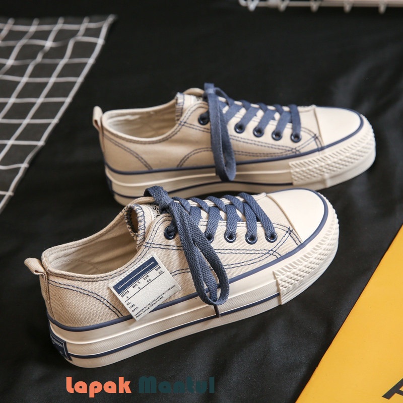 LM-0252 Sepatu Wanita Kanvas Original Sneakers Tali Outsole Tebal Tren Terkini Elegan Mewah Keren-Sepatu Sneakers Canvas Wanita  sytel Korea