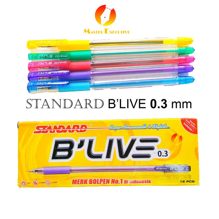 [Pak - 12 Buah] Standard B'Live 0.3 mm Black Pen / Pulpen Hitam