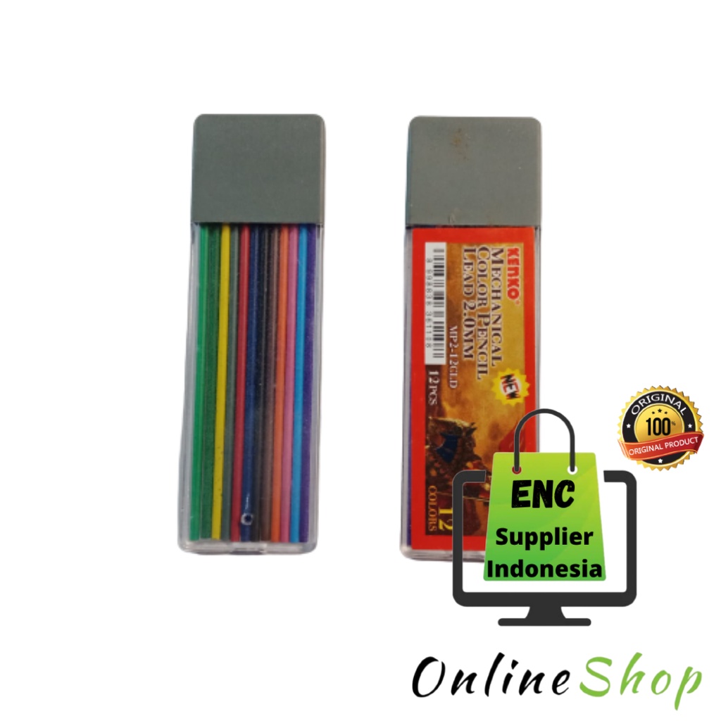 

kenko 3 buah isi pensil mekanik warna 2.0 kenko mechanical 12 color lead 2.0mm per 3 tube - enc.sup