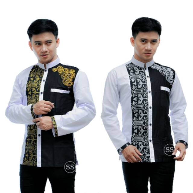 Baju Muslim Pria Dewasa Lengan Panjang Baju Koko Motif Bata Terbaru Size M L XL XXL