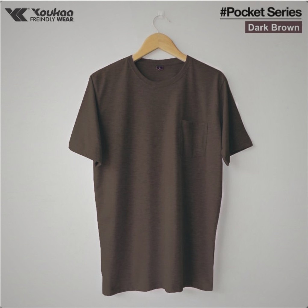 Youkaa T-shirt Pocket Brown Premium Cotton Combed 30s