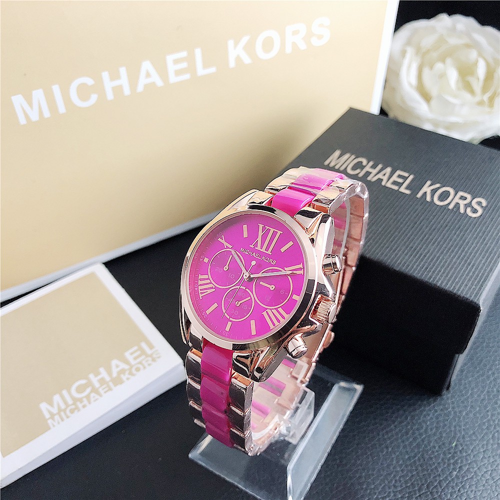 ✅COD MK Michael Kors Jam Tangan Quartz Dengan Strap Keramik Women Ceramics Watch INS Tiktok Hot-Merah
