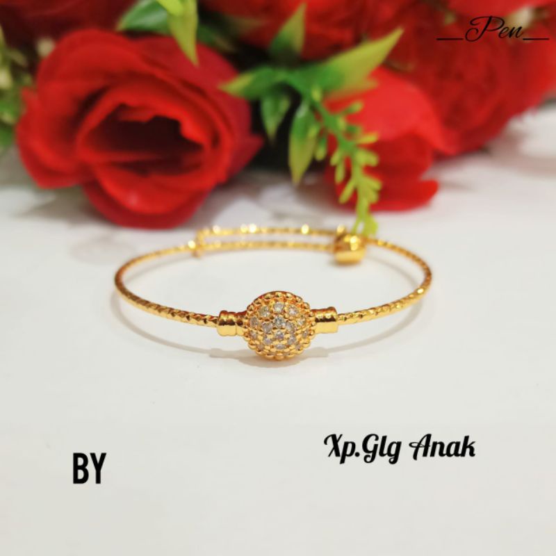 Gelang Krincing Anak Plat Permata Motif Perhiasan Motif Korea Tidak Karat COD