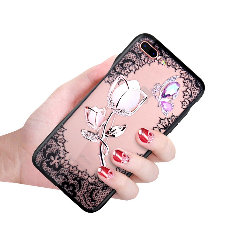 Casing Soft Case oppo F9 F7 F5 Youth a37 a3s Motif Bunga Tulip Hias Renda