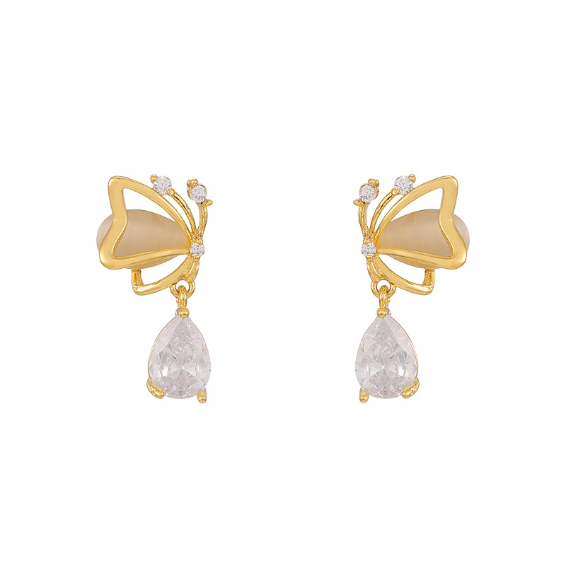Anting Bentuk Kupu-Kupu Model Hollow Bahan Metal Untuk Wanita