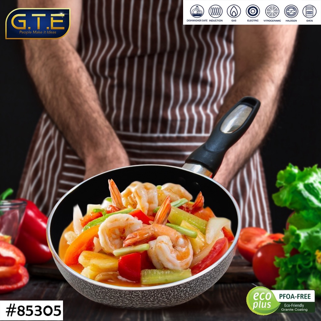 GTE | Frypan Mini 14cm Mini Wok Pan Teflon anti Lengket |  Pan Marble Sauce Pan Fry wok panci kuali Teflon wajan Penggorengan anti lengket Stain cookware