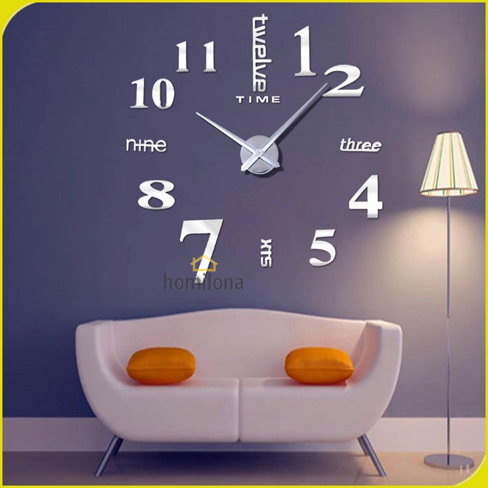 Jam Dinding Besar DIY Giant Wall Clock Quartz Creative Design 90-100cm - Taffware DIY-101 - Black Silver Gold