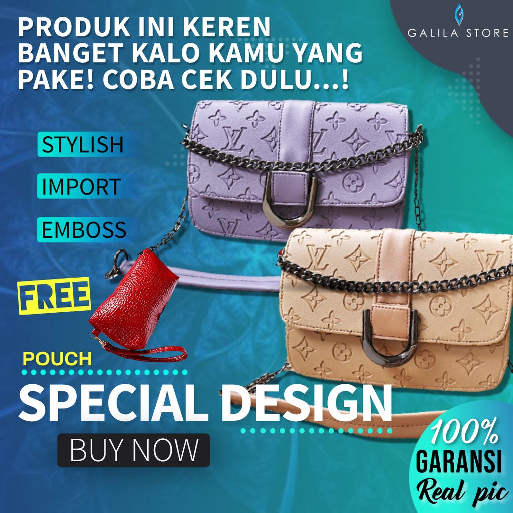 Tas Kondangan Wanita Elegan Ibu Ibu Pengajian Selempang LV Rantai Import Premium Branded Terbaru