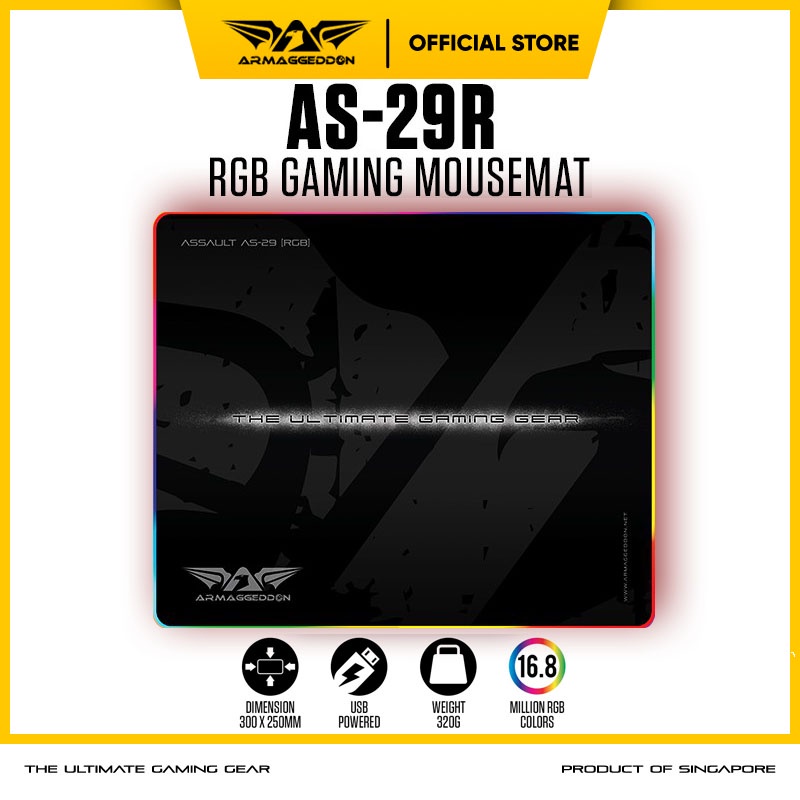 Mousepad Gaming Armaggeddon Assault AS29 RGB mousemat - Dimensi : 250x300mm