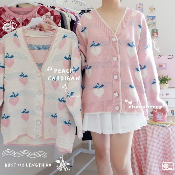 HARGA TERBAIK PEACH CARDIGAN / outer luaran wanita kawaii ulzzang look korean style
