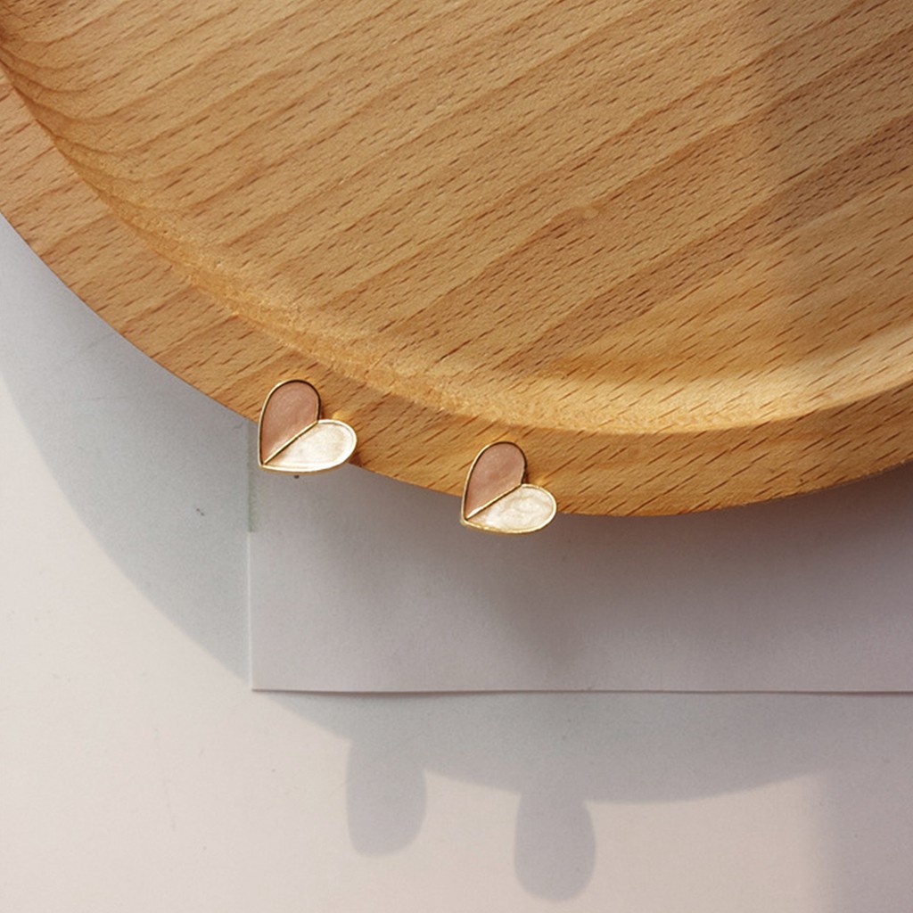 Anting wanita love panjang merah korean style-5