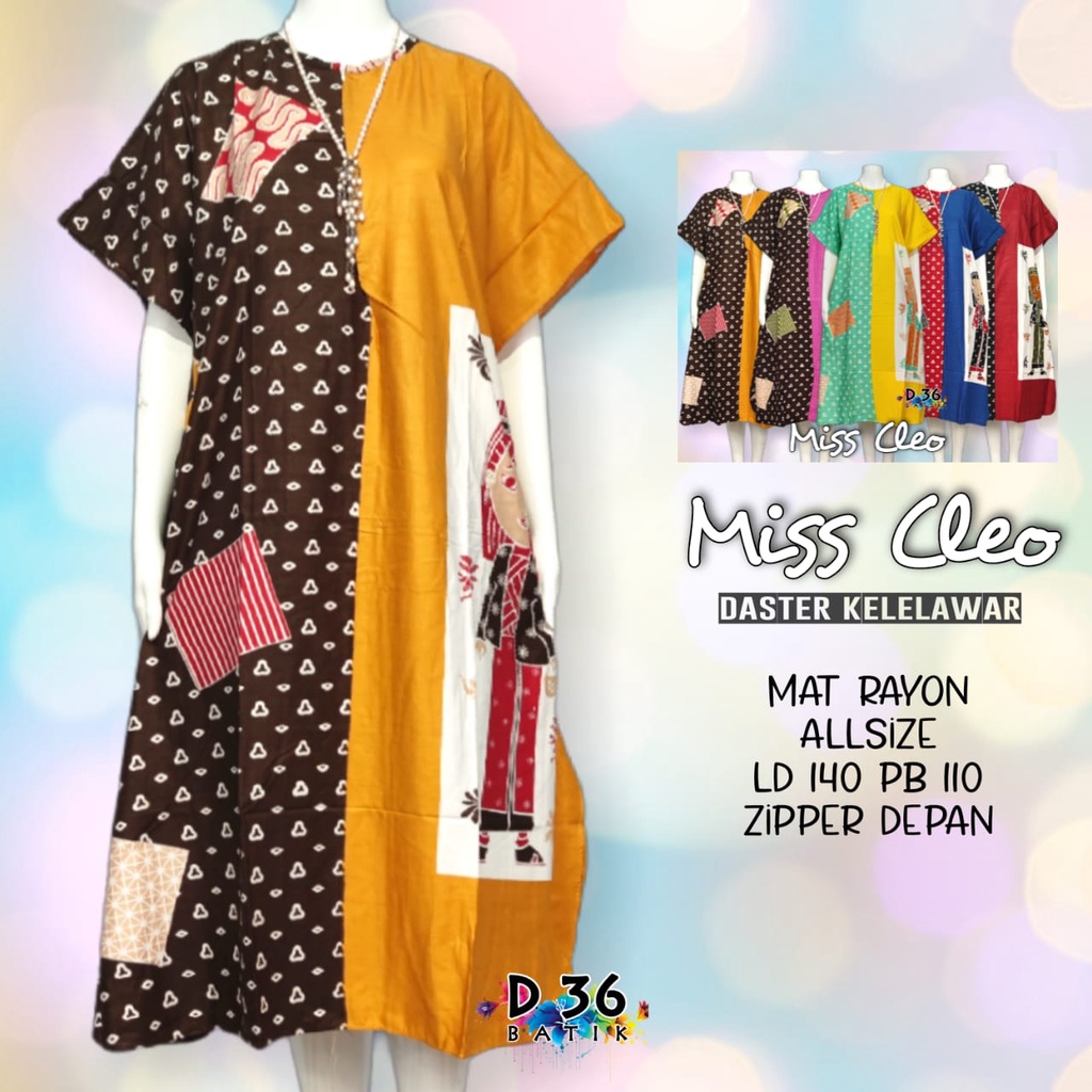 Daster Miss Cleo Kelelawar Semerbak Batik Pastel Baju Tidur Kartun Jumbo Santai Casual Home