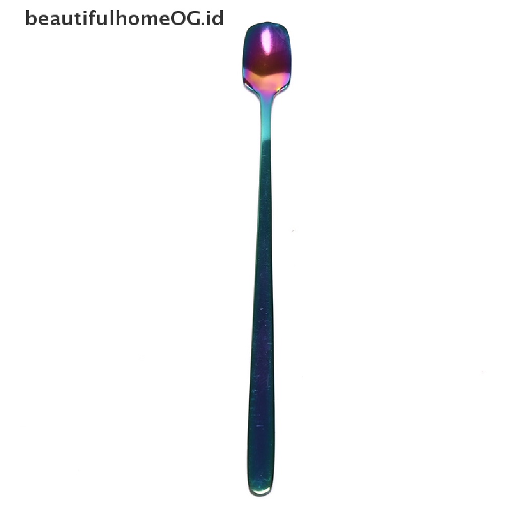 1 Pc Sendok Kopi Bahan Stainless Steel Bentuk Persegi Panjang Warna-Warni