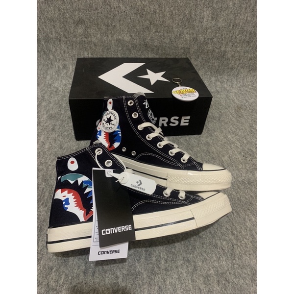 SEPATU CONVERSAE 70S HIGH X BAPE SHARK GLOSSY (MENGKILAP)  MADE IN VIETNAM