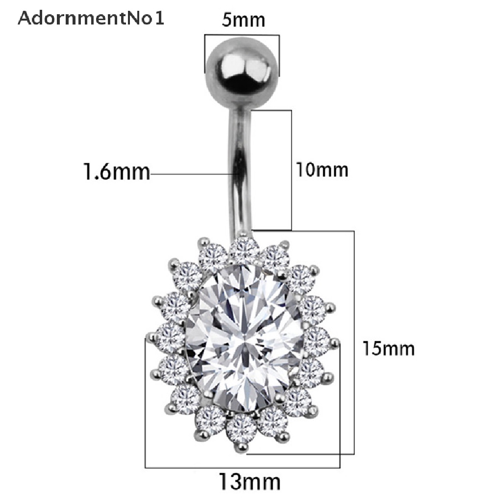 (AdornmentNo1) Cincin Tindik Pusar Bahan Baja Hias Kristal / Berlian Imitasi Untuk Wanita