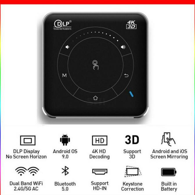 Mini Smart Projector PICO P11 DLP Android 9 2GB/16GB Airplay Miracast