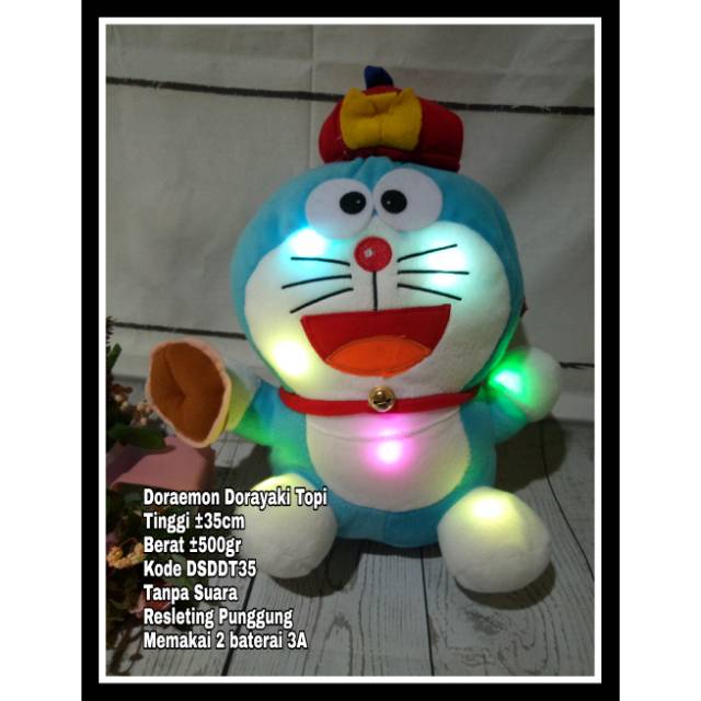 Boneka Led Doraemon Dorayaki Topi Bercahaya Lampu Led Mainan Anak Murah @devy.suss