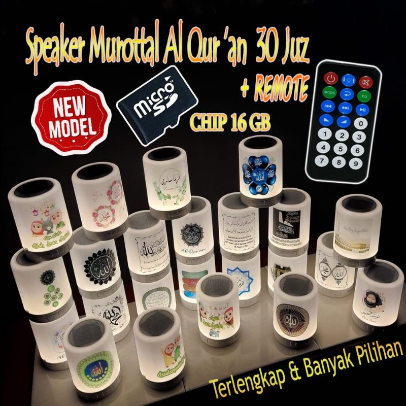 speaker Alquran Led Lampu Tidur + Remote/Memori 16GB+buku panduan