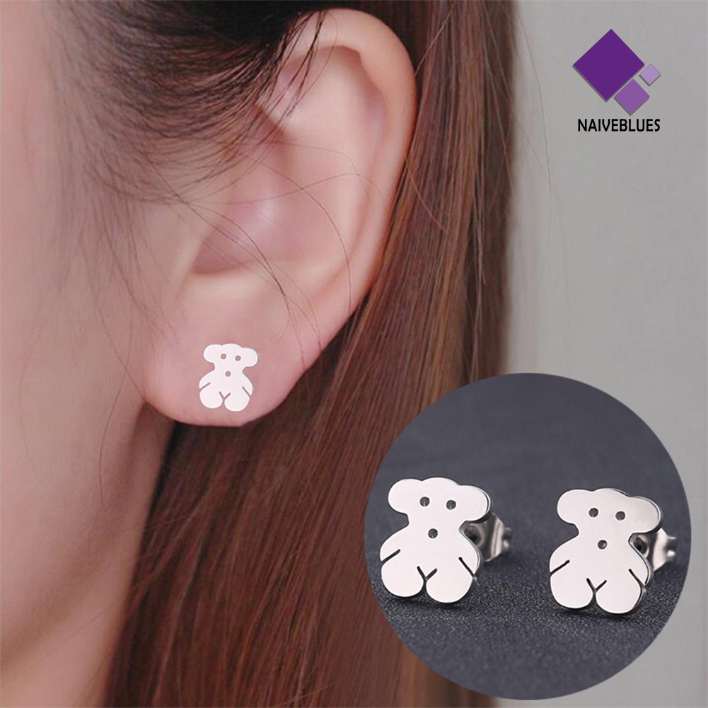 Anting Stud Mini Bahan Stainless Steel Motif Kartun Untuk Wanita