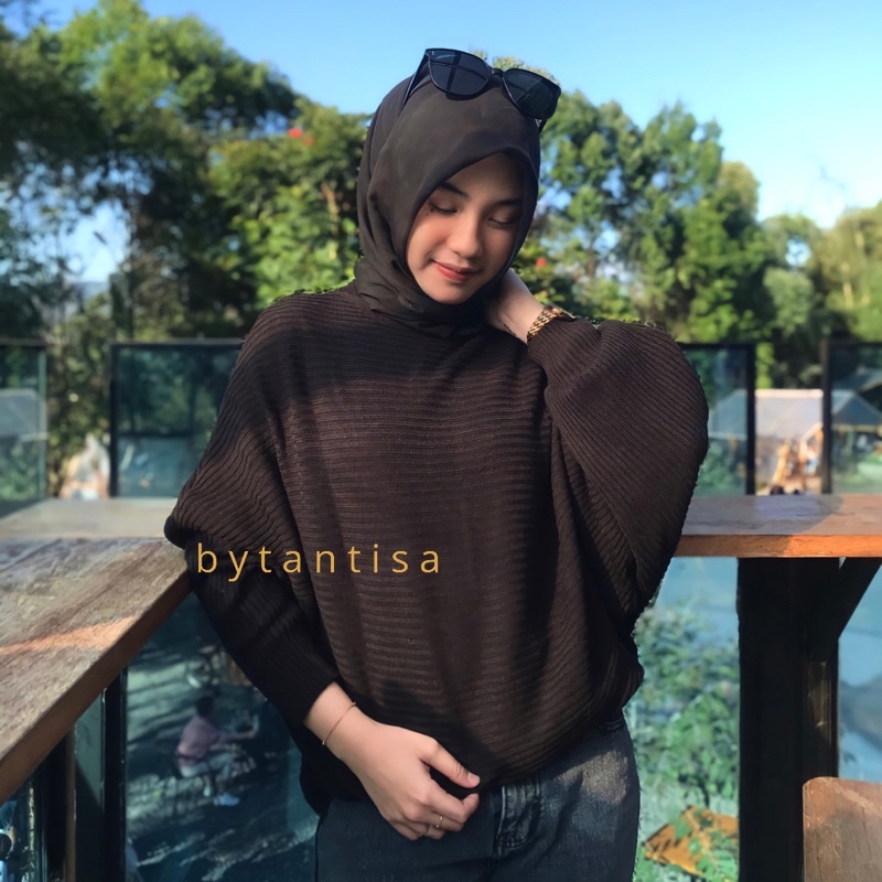 BLOUSE BAJU RAJUT BATWING | ATASAN WANITA MODEL KELELAWAR | OUTER RAJUT KALONG KNIT