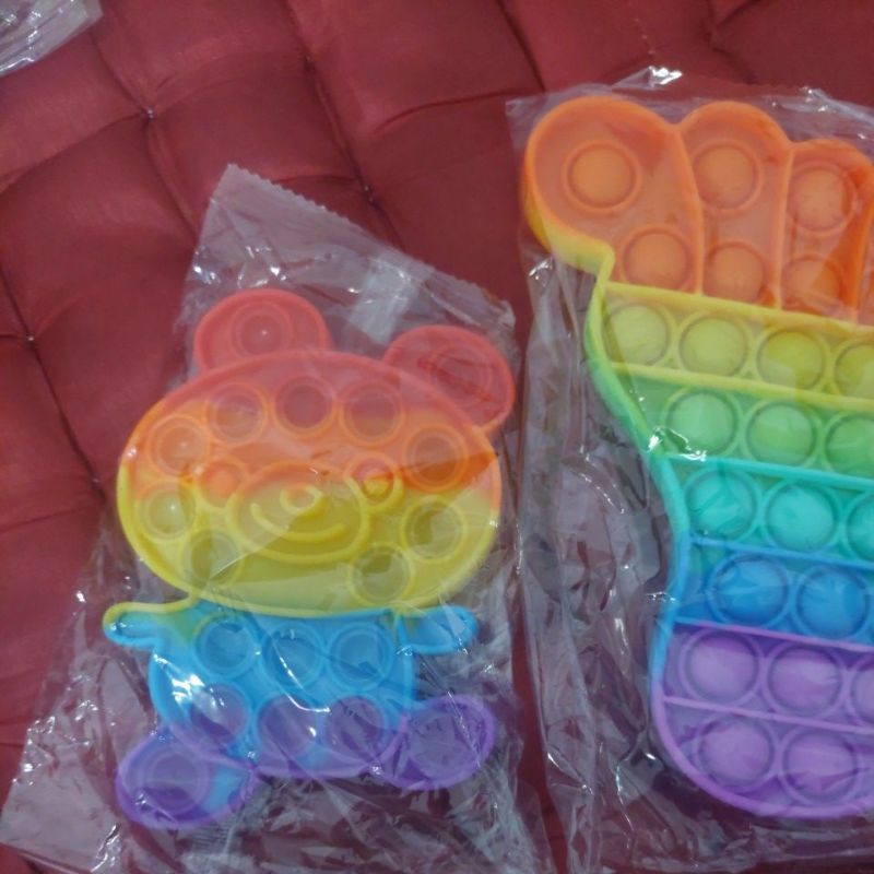 《READY STOCK 50+ JENIS》 Mainan Anak Pop it Fidget Unicorn Rainbow Versi 1-Bear Mini