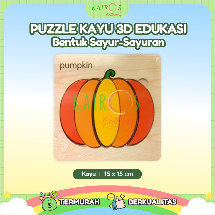 Puzzle Kayu Edukasi Anak Sayuran Puzzle 3D Kayu Balita