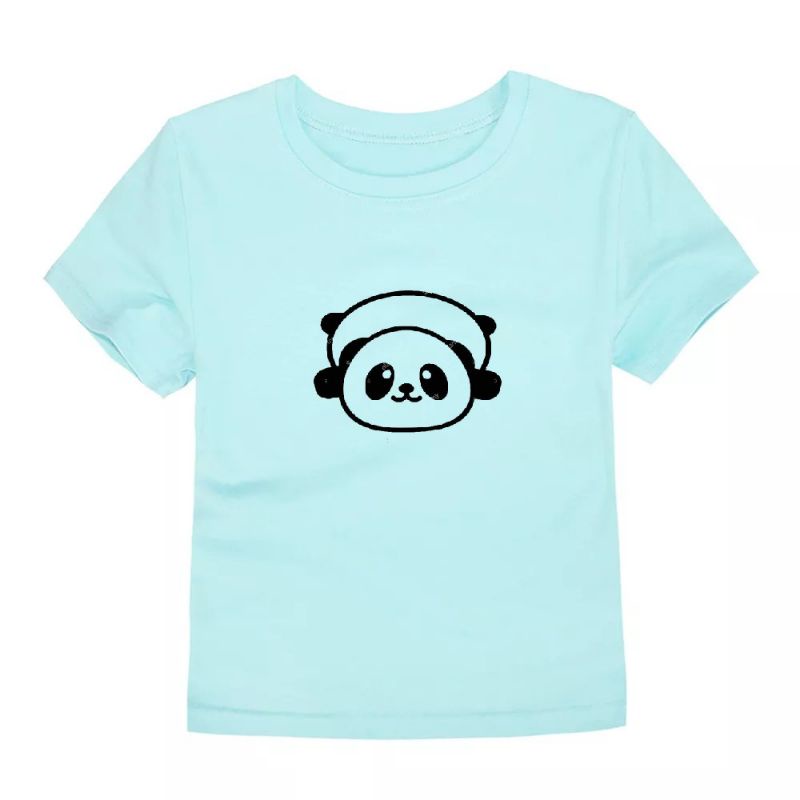 Hokyshop92 Kaos Anak Distro Panda Lengan Pendek Baju Oblong Anak Unisex Tshirt Kids Atasan Cod