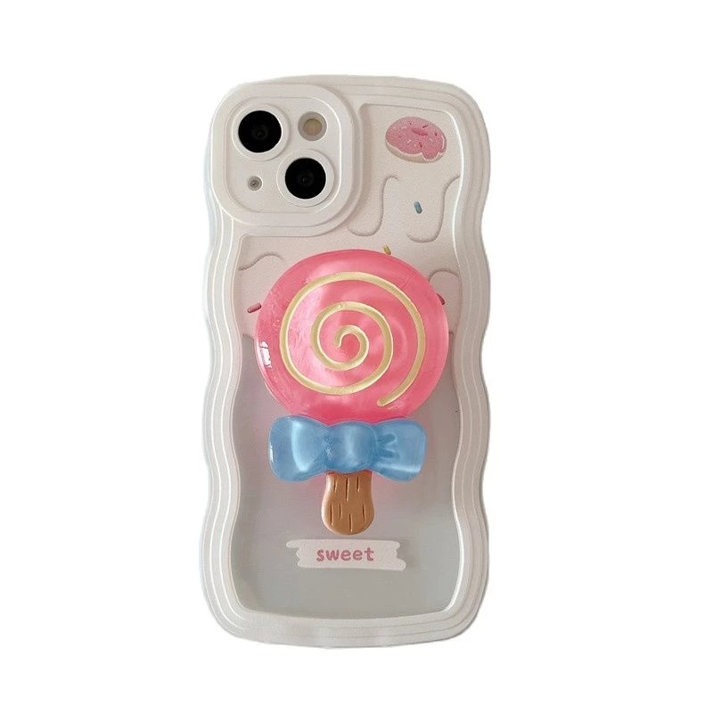 Soft Case TPU Transparan Motif Kartun Es Krim Lolipop 3D Untuk IPhone 11 12 13 Pro Max