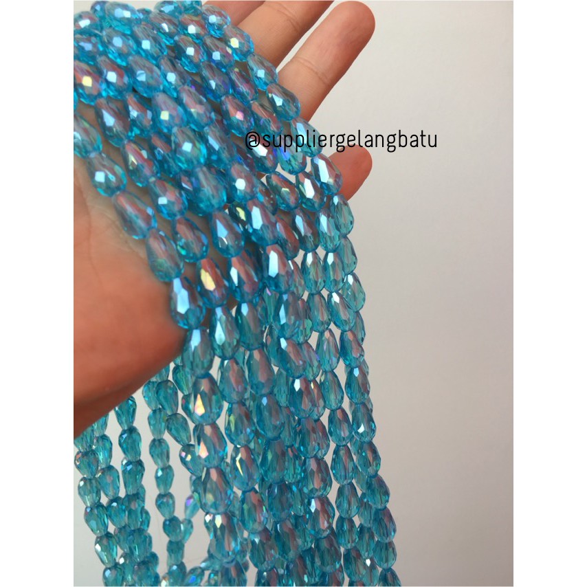 kristal Tetes ceko 13mm x 8mm LIGHT BLUE beads crystal acrillic BEAD aksesoris supplier bahan craft