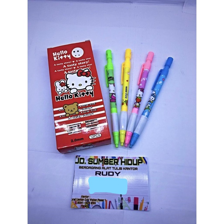 

Pencil Mechanic Motif Hello KItty 2.0MM, Harga perlusin isi 12 pcs