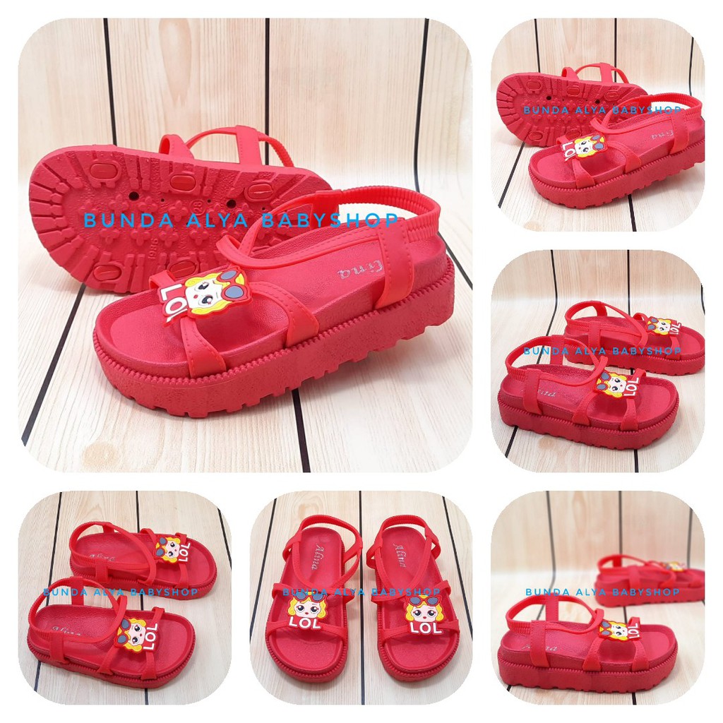 Sandal Anak Perempuan Jelly Usia 4 5 6 Tahun Tali Size 29 - 35 MERAH - Sendal Anak Cewek Karet Anti Licin