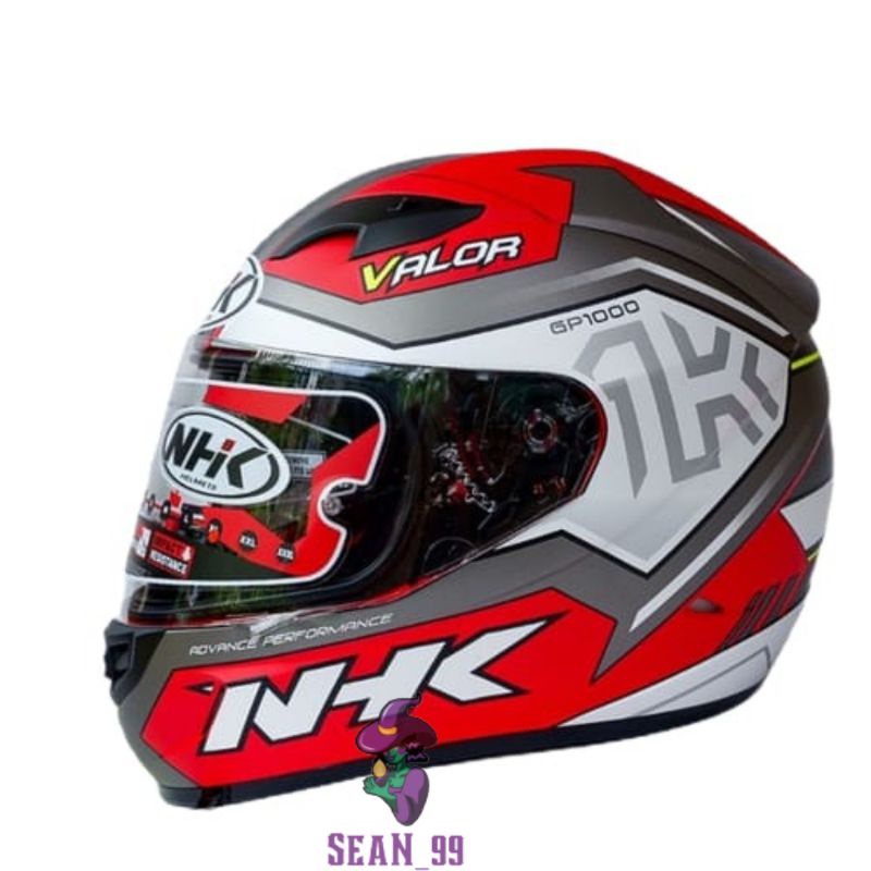 HELM NHK GP1000 VALOR RED SILVER DOFF DOUBLE VISOR FULL FACE ORIGINAL SNI