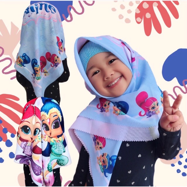 VOAL PRINTING MOTIF SHIMER AND SHINE / HIJAB ANAK LUCU / JILBAB ANAK KARAKTER / KERUDUNG ANAK