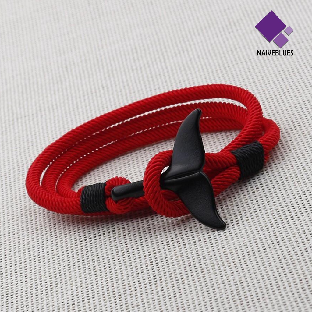 Naiveblue &gt; Gelang Tangan Tali Adjustable Handmade Aksen Ikan Hiu Untuk Pria / Wanita / Pasangan