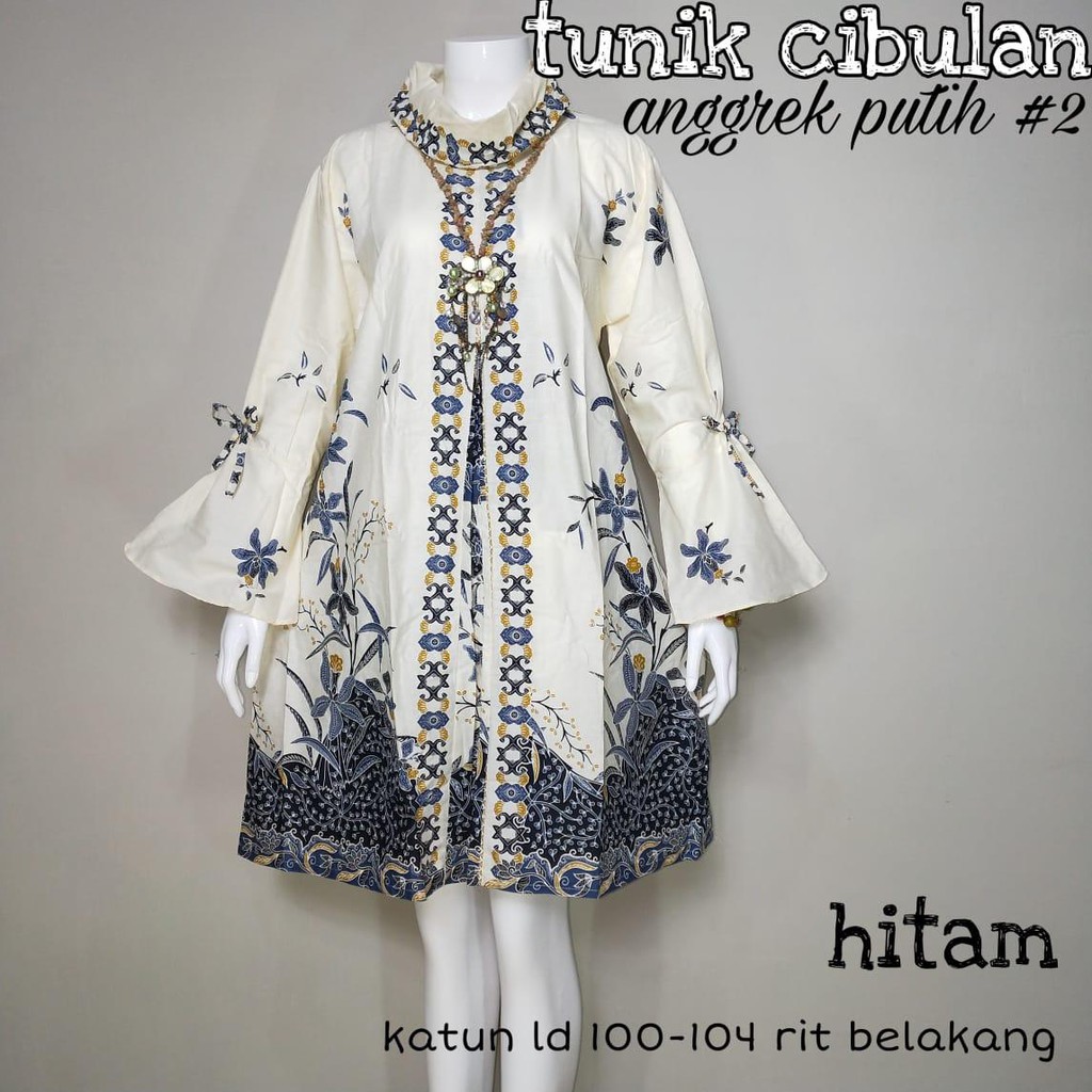 Tunik Cibulan Anggrek Putih #2 Batik Solo Seragam Kantor Muslim Midi Cantik