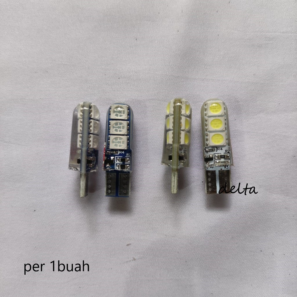 Bohlamp tancap T10/sen colok led silicon 12V putih dan biru