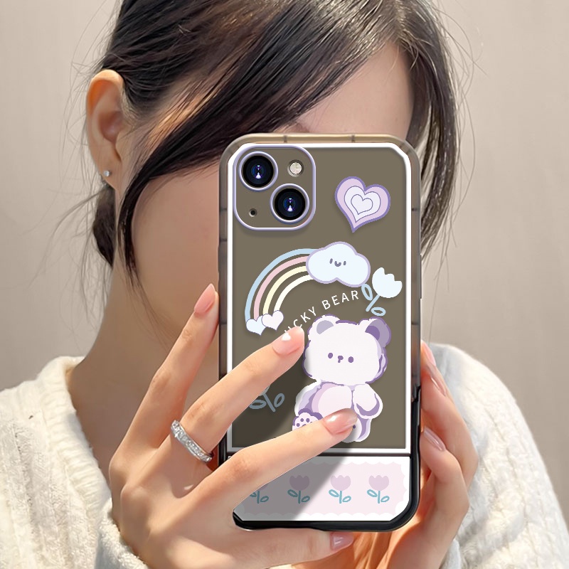 Soft Case Pelindung Transparan Motif Beruang Tahan Banting Untuk IPhone 13 Pro MAX 11 12 Pro 6 6s XS MAX XR 7 8 Plus SE 2020