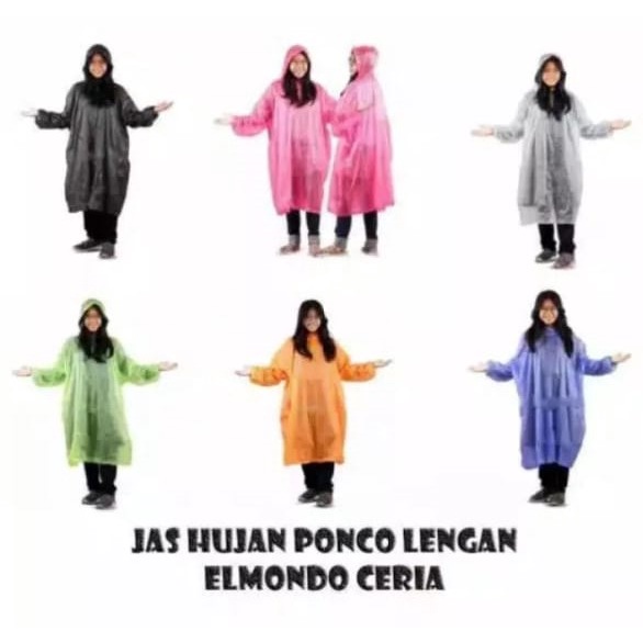 Jas Hujan Elmondo Ceria 201 Ponco Lengan / Jas hujan dewasa dan anak-anak / Jas hujan Murah meriah /