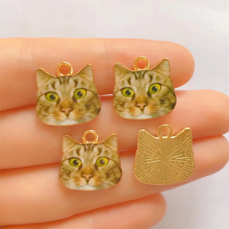 4pcs Charms Liontin Kalung / Gelang DIY Bentuk Kucing Bahan Metal