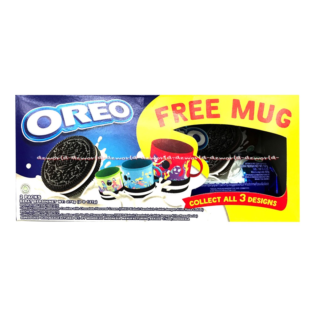 Oreo Collectible Snack Box Chocolate Sandwich Cookies Flavored Cream Free Mug Biskuit Coklat Dengan Krim Vanila Isi 2