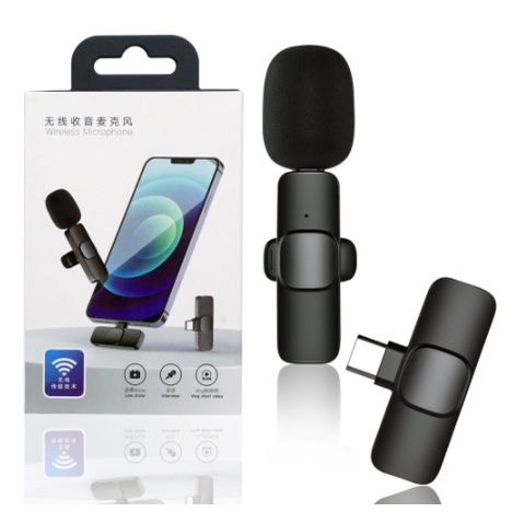 Microphone Wireless Mikropon Bluetooth Clip On HP Vlog Microfon Youtuber Recording Portable Mic for 