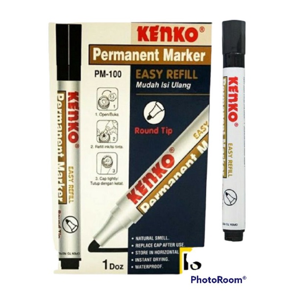 

SPIDOL PERMANENT HITAM/BIRU KENKO PM100 ISI 12PCS - PERMANENT MARKER - WHITEBOARD