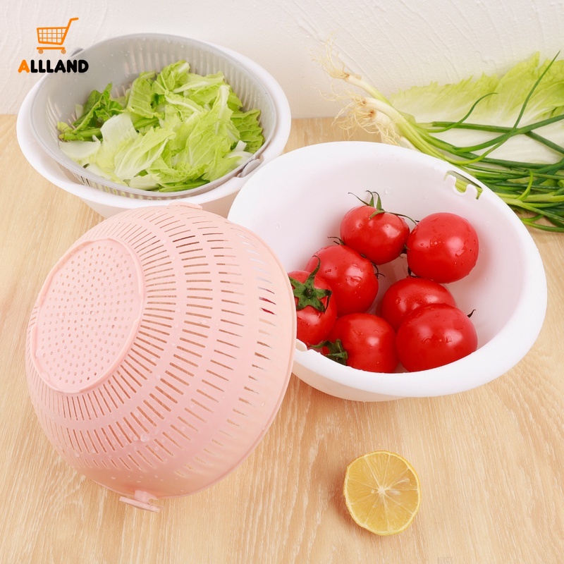 Keranjang Pengering Buah / Sayuran Model Dua Lapis Dapat Diputar Untuk Dapur