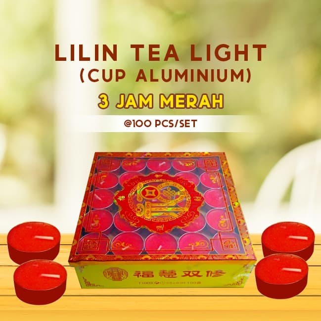 Lilin Tea Light (Cup Aluminium) 3 Jam merah @100 pcs/set