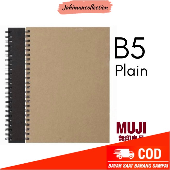 

✨ BISA COD ✨ MUJI DOUBLE RING NOTEBOOK B5/PLAIN/80'S - DARK GREY
