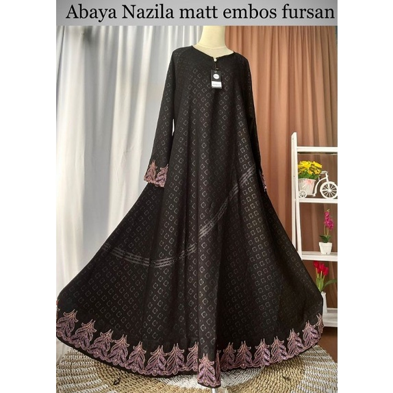 Abaya Nazila bahan embos fursan semi saudi