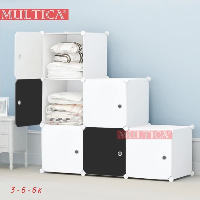 Multica Rak Lemari Pakaian Plastic Portable 6 Kotak  Susun 