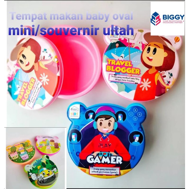 Tempat makan baby oval mini/tempat bekal anak/souvernir ultah anak