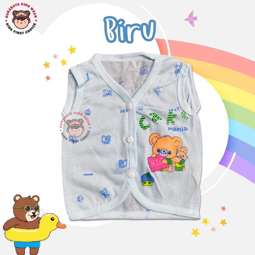 Atasan Singlet Anak Bayi Warna Kancing Motif Beruang